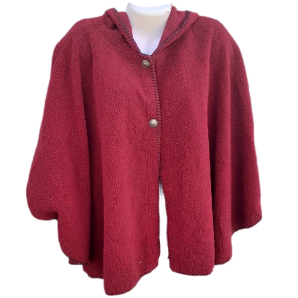 Red Hooded Poncho - Picture 1 of 8